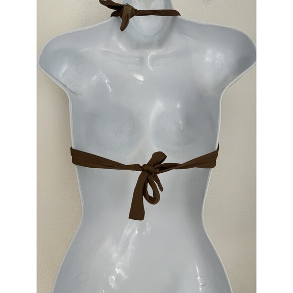 Tommy Bahama Underwire Cup Halter Bra Brown Swimsuit Bikini Top Womens Size 34C - Picture 2 of 5